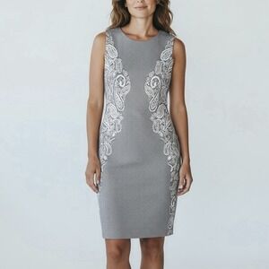 J. McLaughlin Devon Knit Sheath‎ Dress Black White Office Business Sz S
